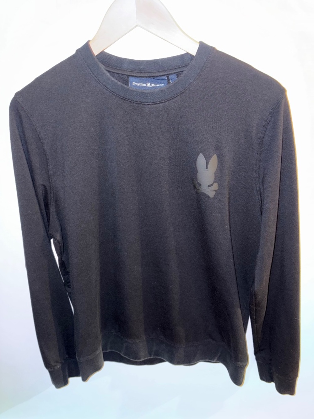 Psycho Bunny Men’s Black Tonal Bunny Logo Sweatshirt - Size S